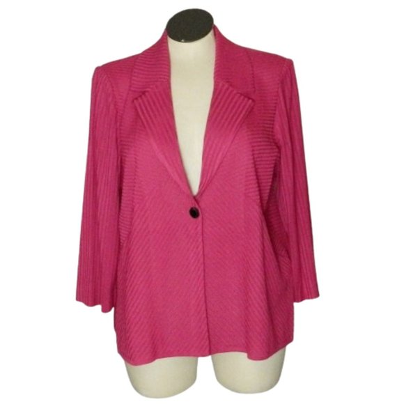 Ming Wang $344 ROS Hot Pink Single Button Jacket Heritage...